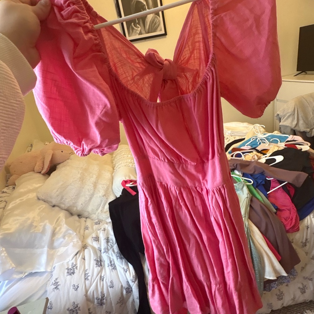 Pink Puff Sleeve Dress